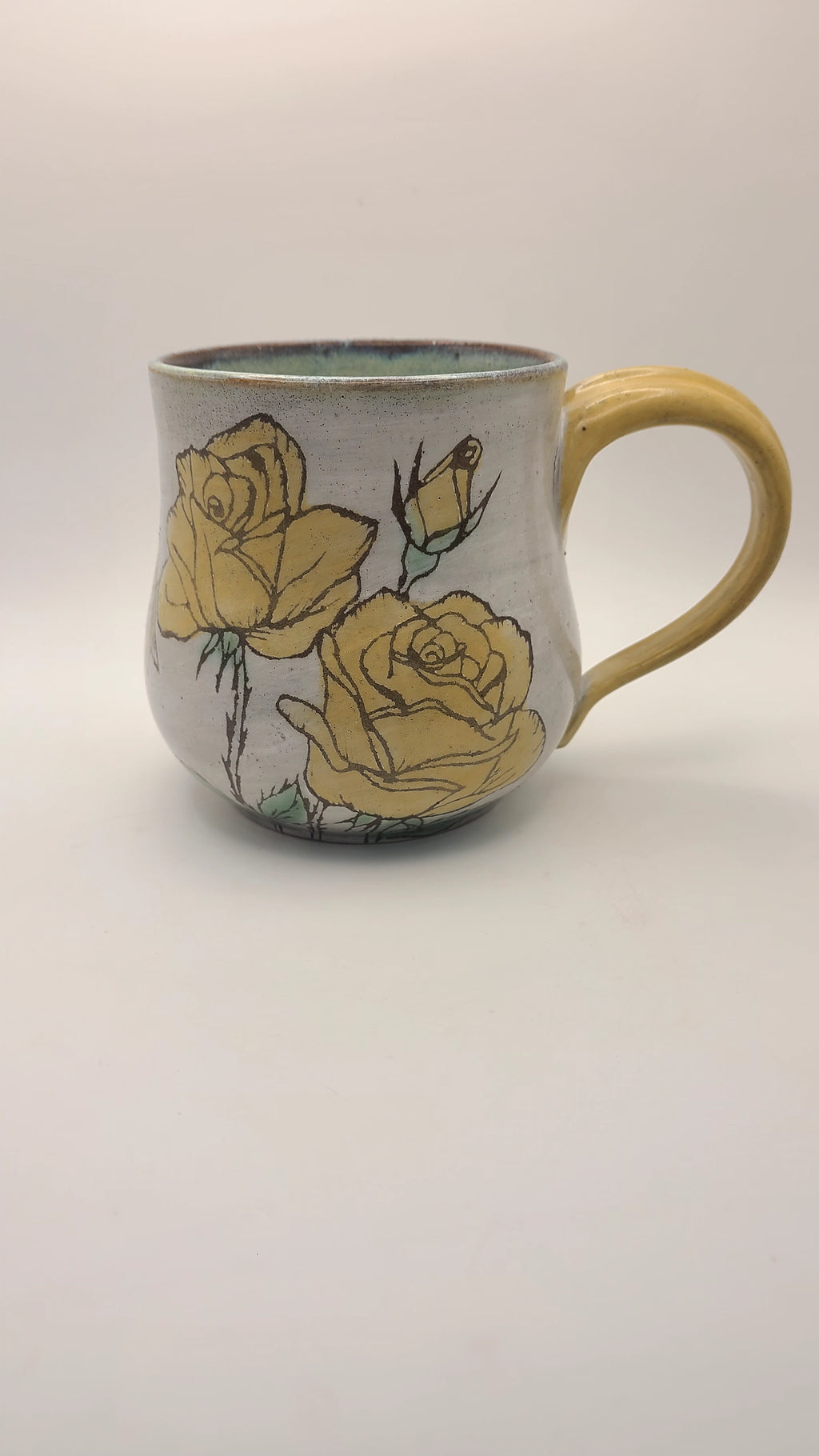Flower Mug Yellow Rose with Bird