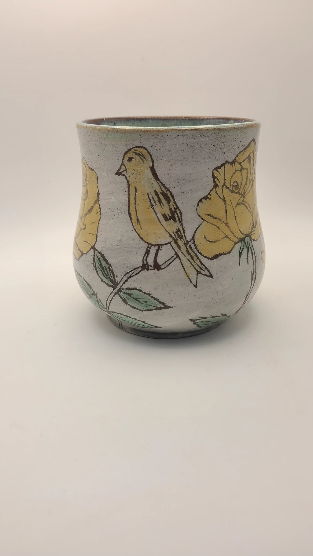 Flower Mug Yellow Rose with Bird