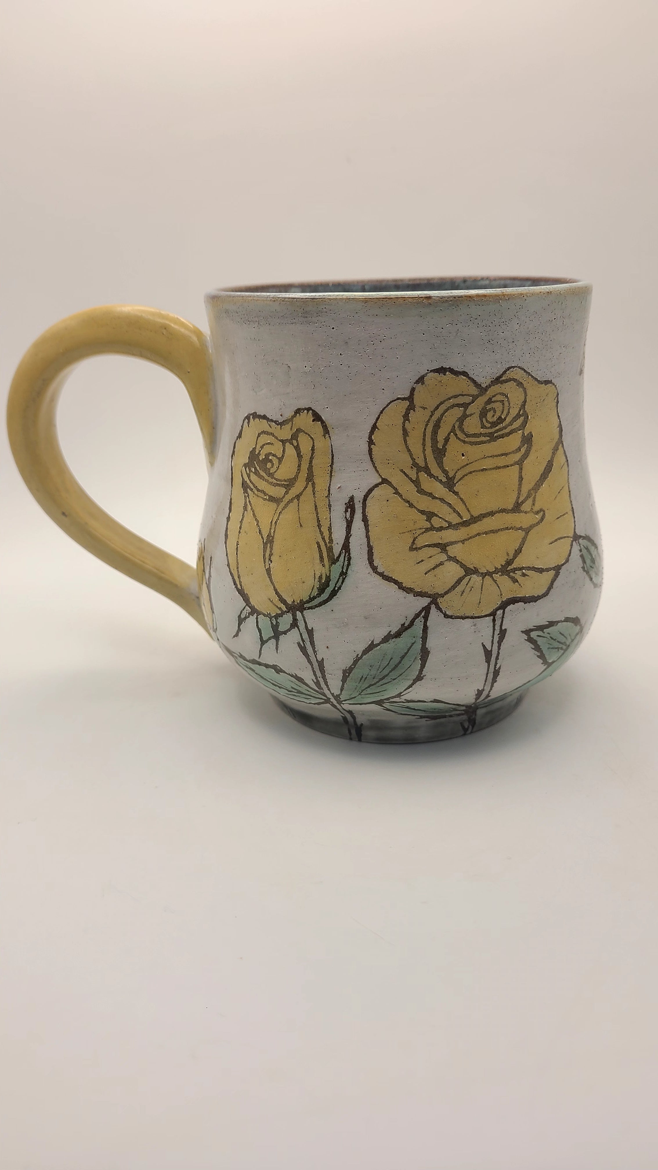 Flower Mug Yellow Rose with Bird