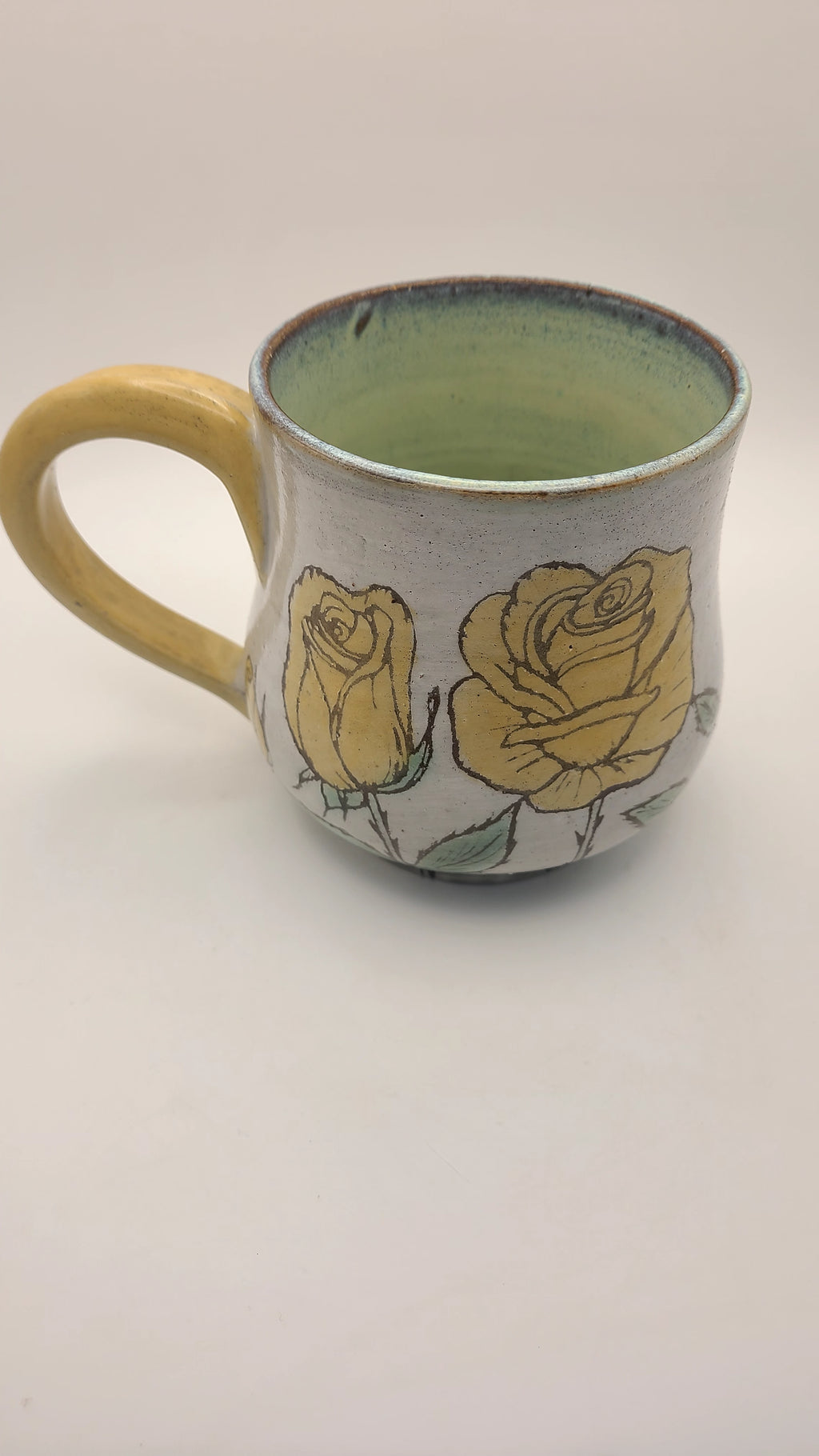 Flower Mug Yellow Rose with Bird